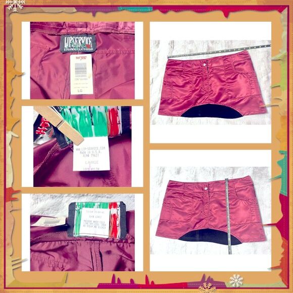 Vintage Lip Service Burgundy Skirt with Cargo Pockets & Top Set SZ Large - Picture 4 of 11